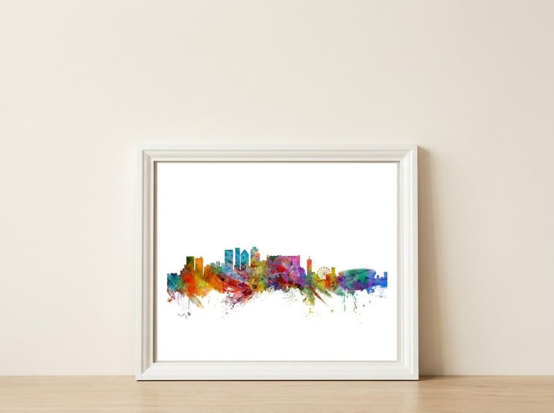 Cape Town South Africa Skyline — framed, leaning against the wall