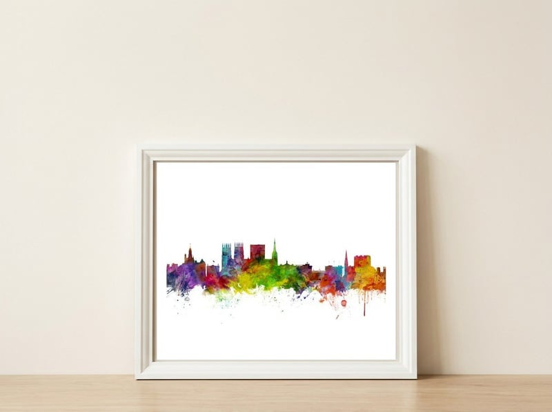 York England Skyline — framed, leaning against the wall