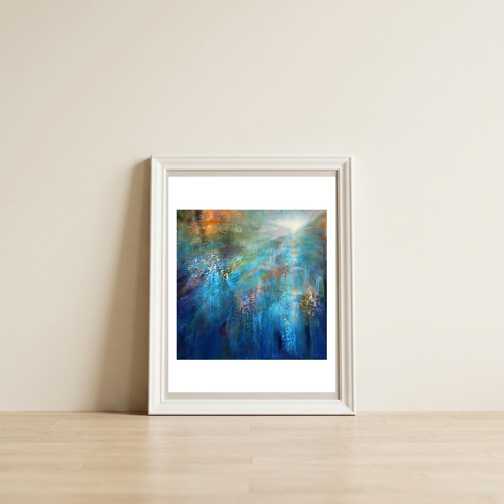Another Blue Morning — framed, leaning against the wall