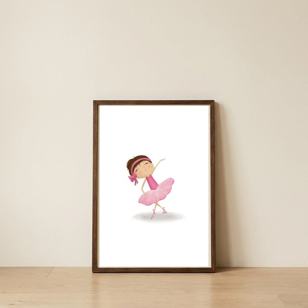 Adorable Ballerina Nursery Print — framed, leaning against the wall