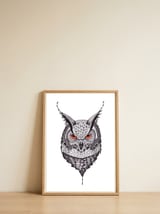 Owl — framed, leaning against the wall thumbnail