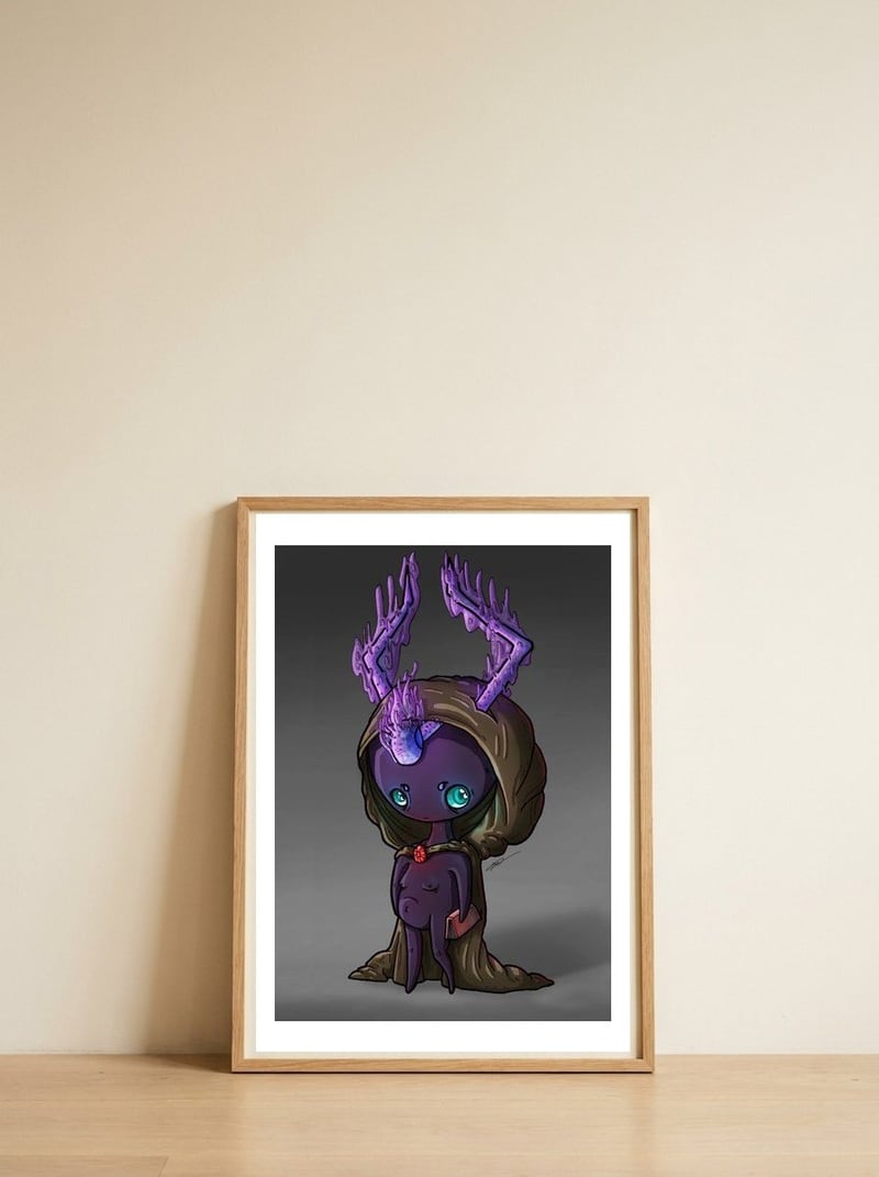 Skemear the Voidling — framed, leaning against the wall