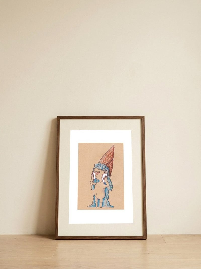 Ice Cream Gluttony — framed, leaning against the wall