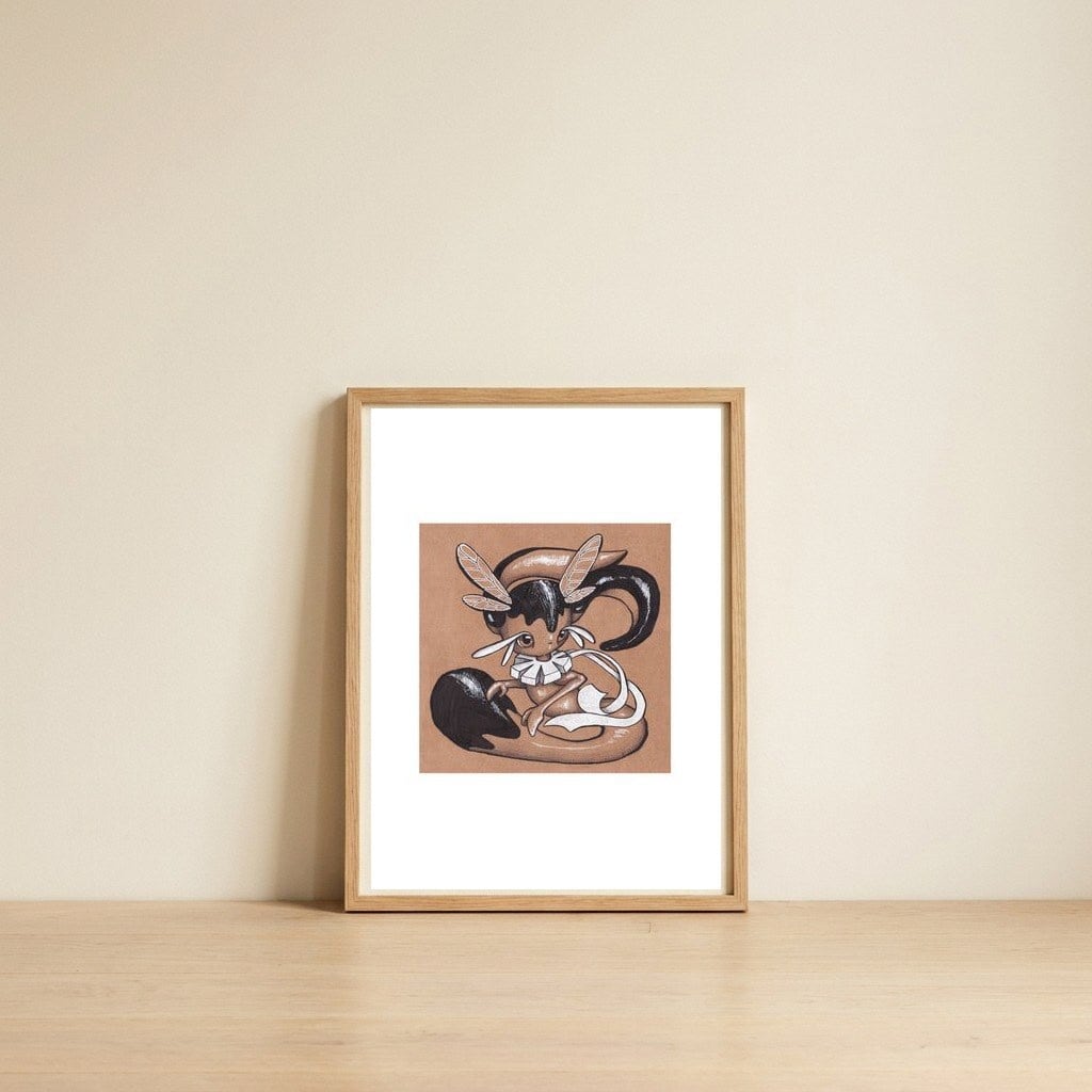 Fly — framed, leaning against the wall