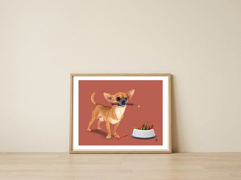 Spicy (Colour) — framed, leaning against the wall
