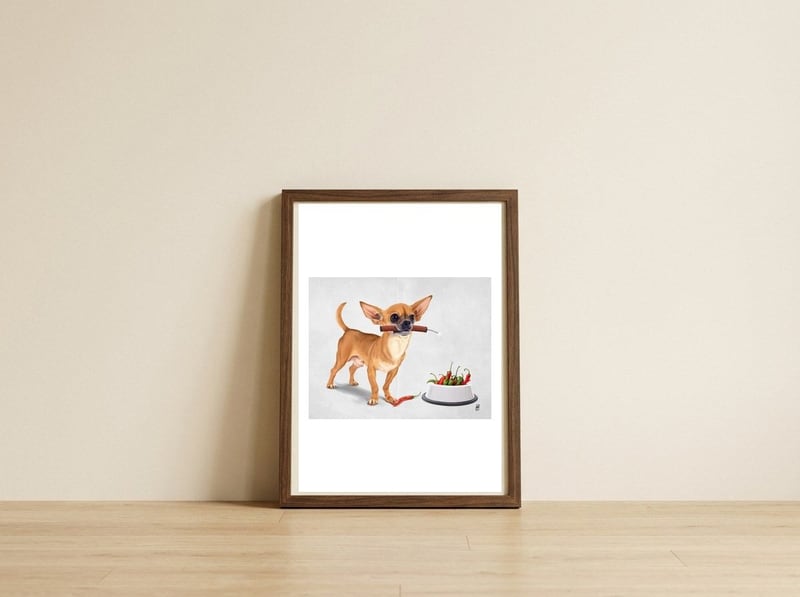 Spicy (Wordless) — framed, leaning against the wall
