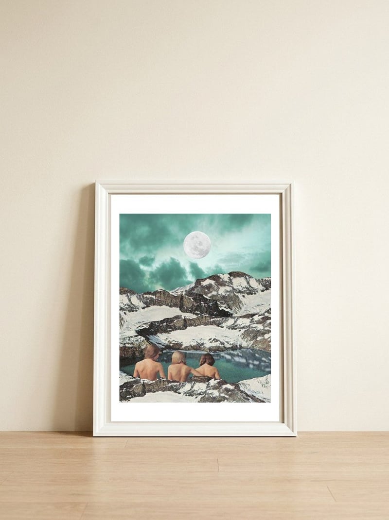 Moon Bathing — framed, leaning against the wall