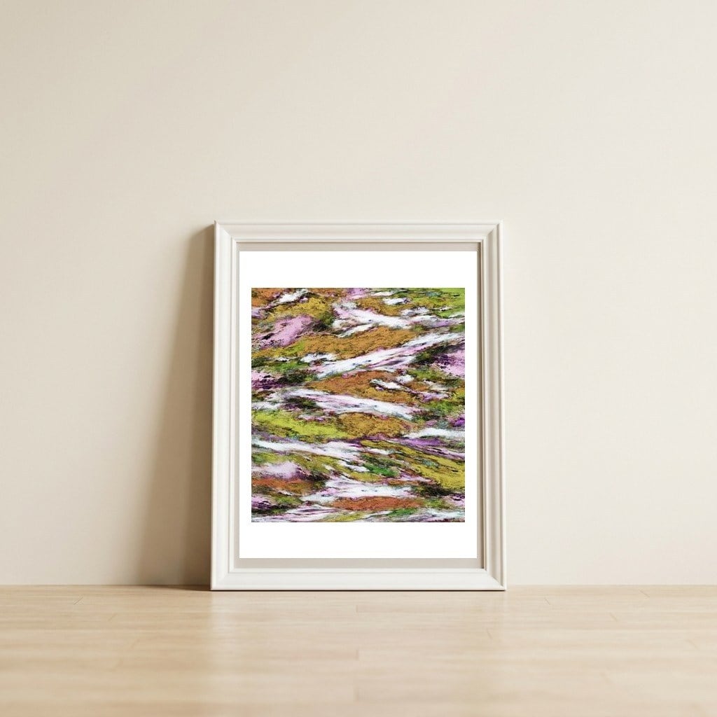 Falling Through Difficult Layers — framed, leaning against the wall