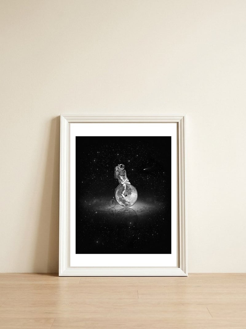 Lunar Cycle — framed, leaning against the wall