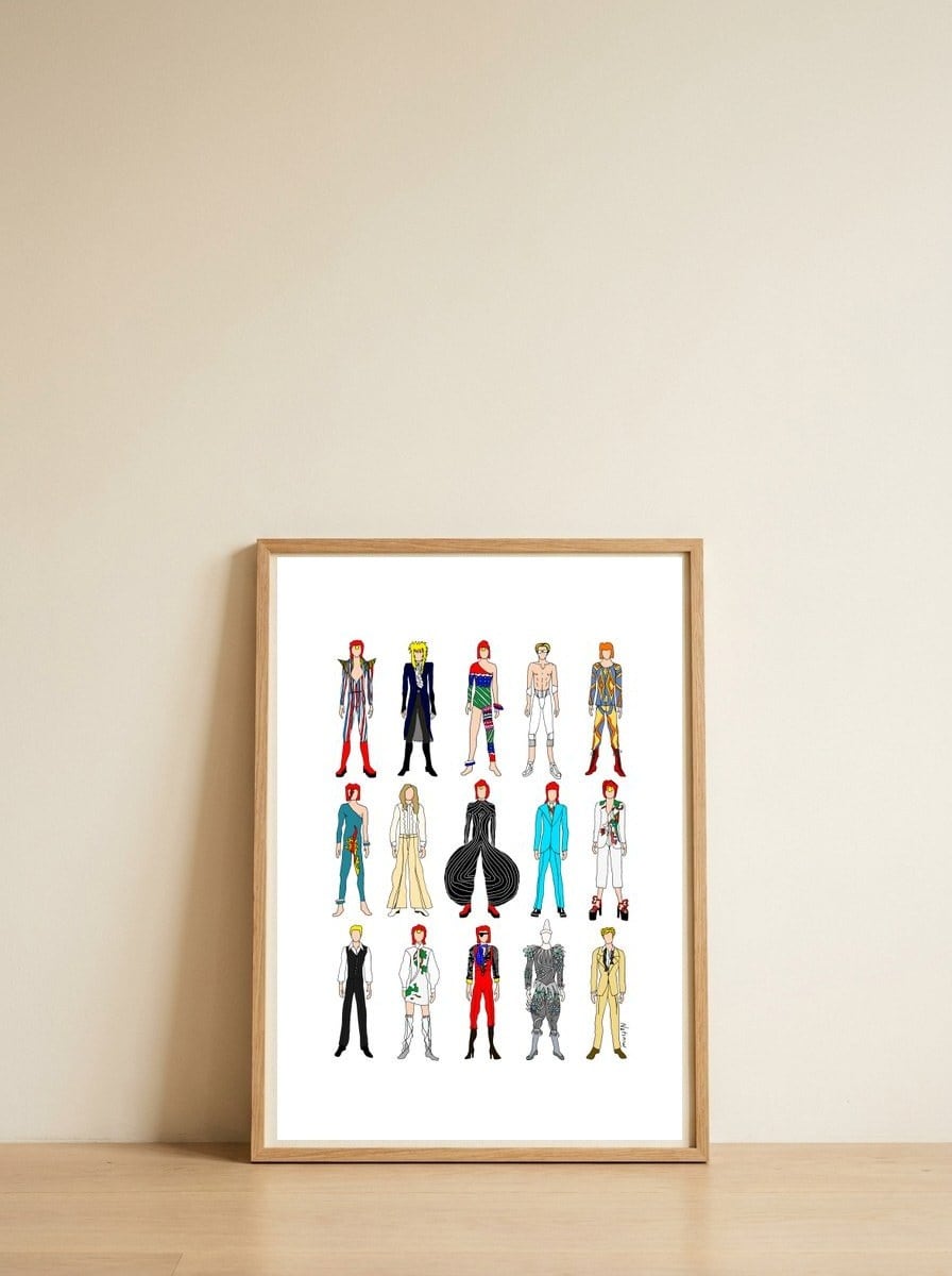 Outfits of Bowie Fashion — framed, leaning against the wall