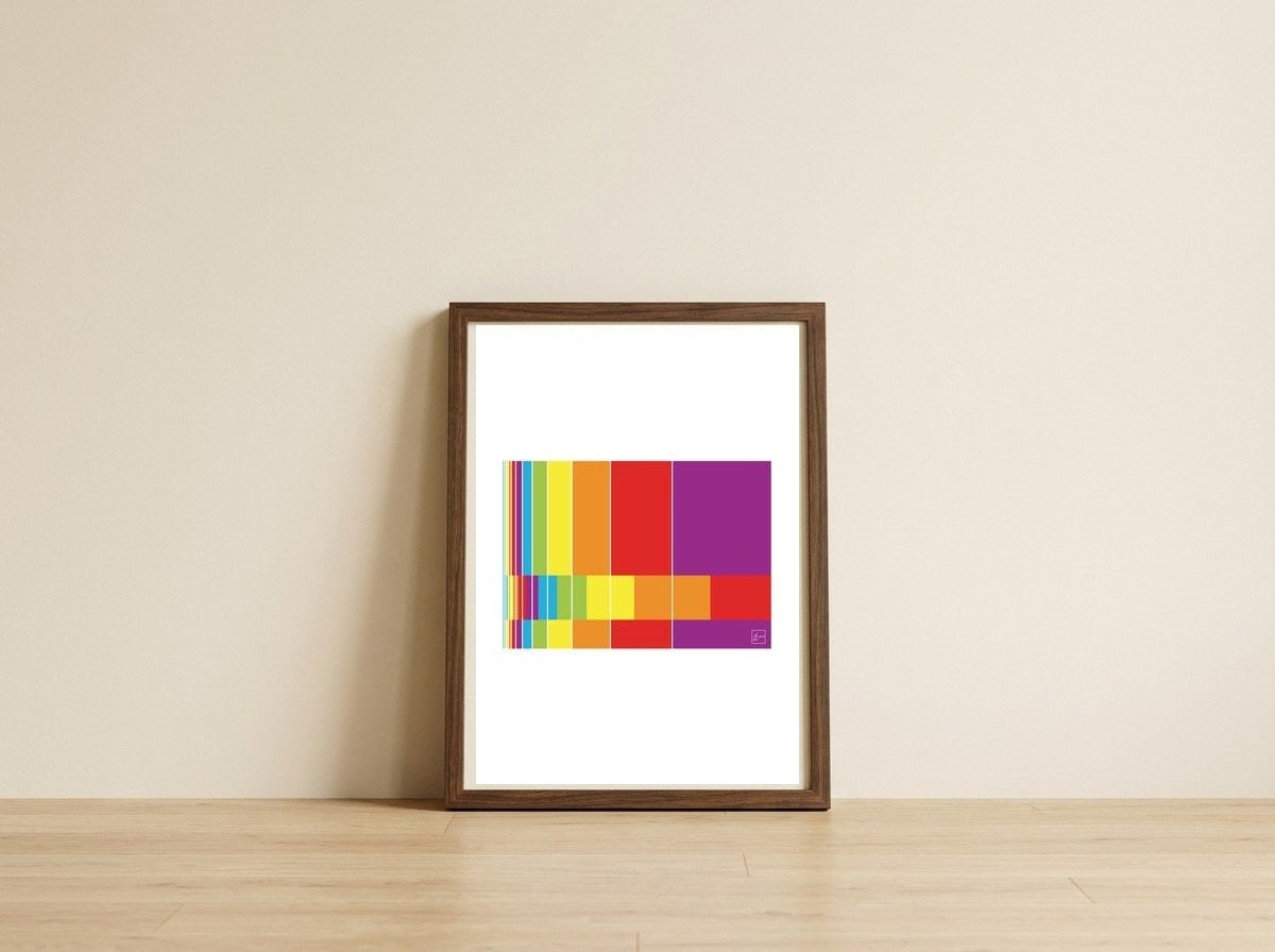 Fibonacci Bars — framed, leaning against the wall
