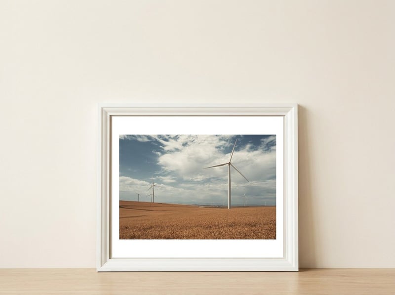 Windmill Farm — framed, leaning against the wall
