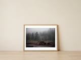 logs in the rain — framed, leaning against the wall thumbnail