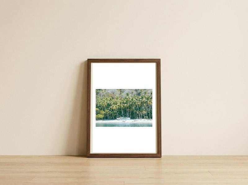 Desert Island — framed, leaning against the wall