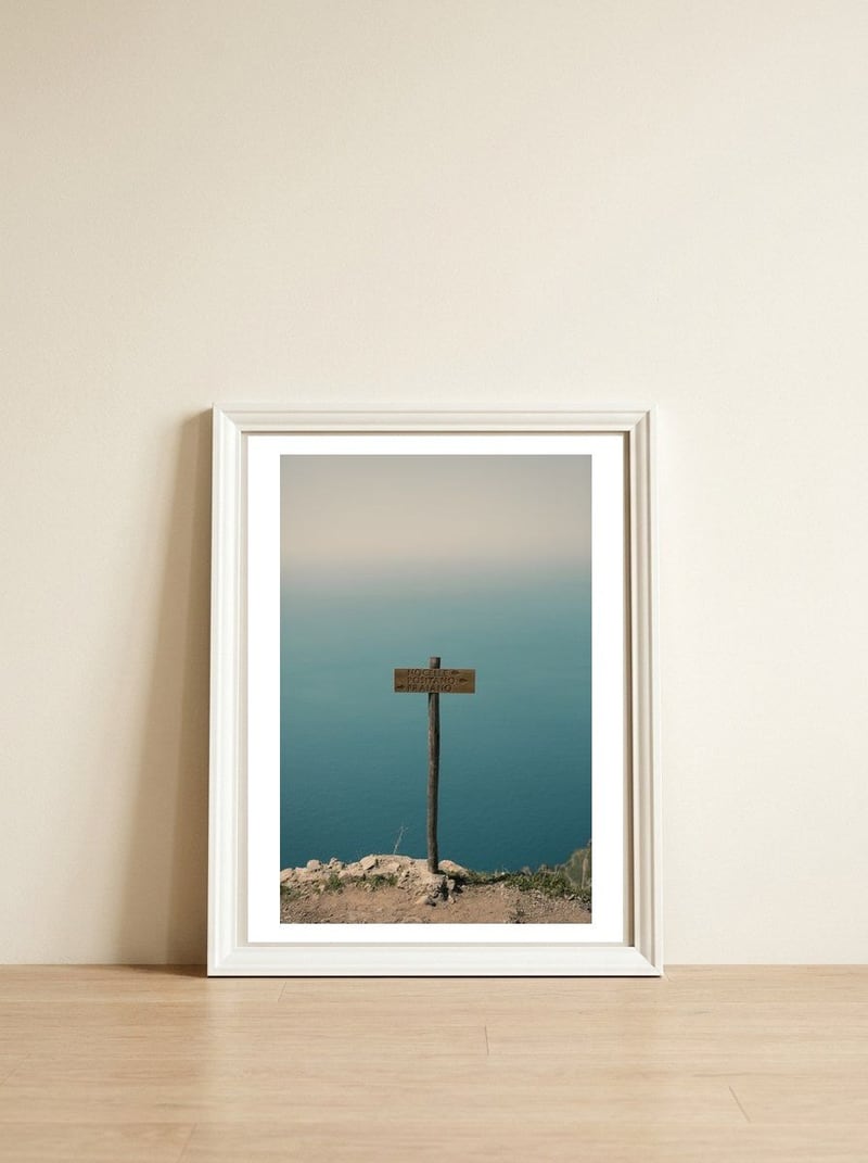 Positano Sign — framed, leaning against the wall