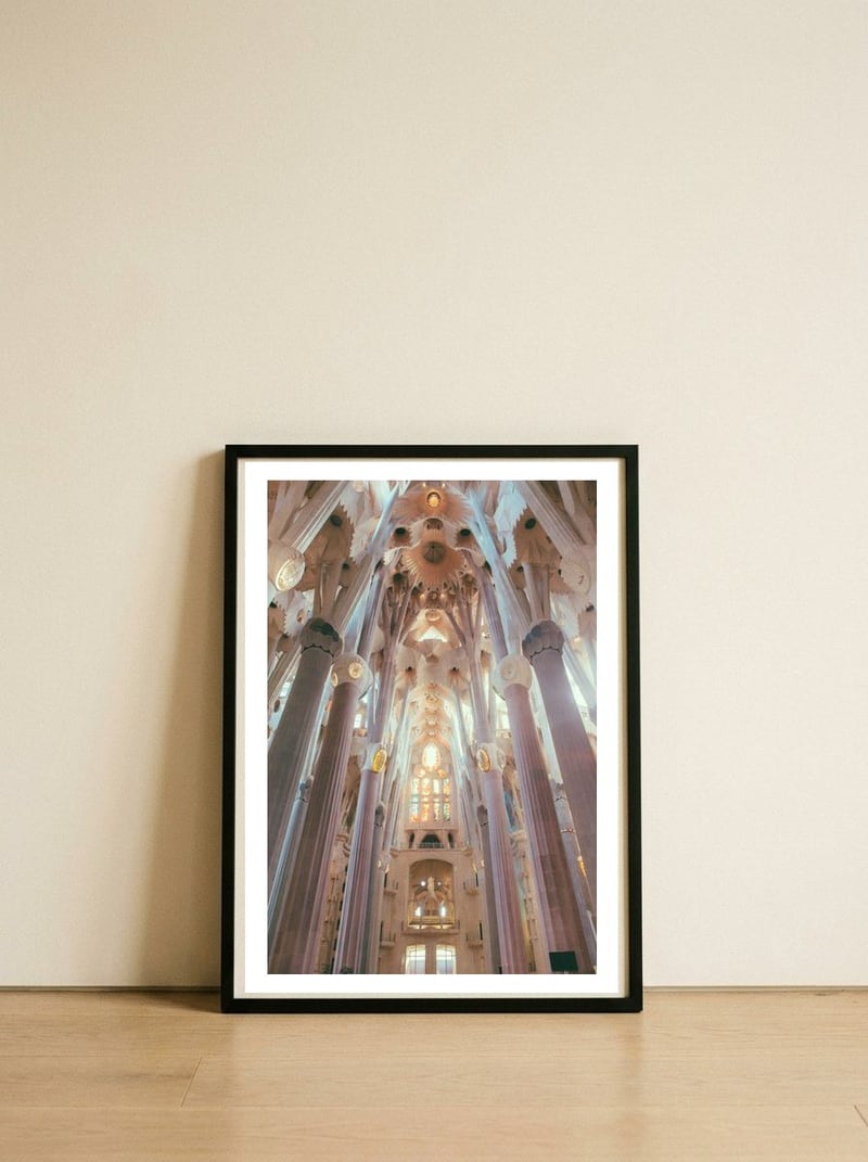 Sagrada Família in Barcelona, Spain — framed, leaning against the wall