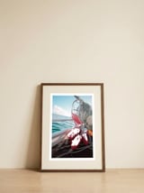 Buoys on a fishing boat — framed, leaning against the wall thumbnail