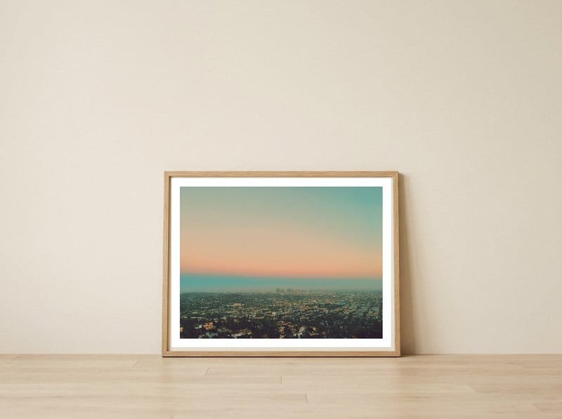 LA Cityscape — framed, leaning against the wall