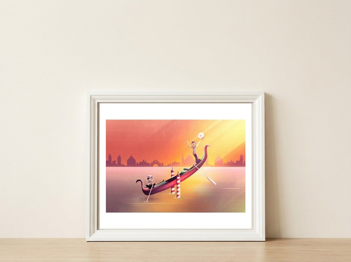 Venice Seesaw — framed, leaning against the wall