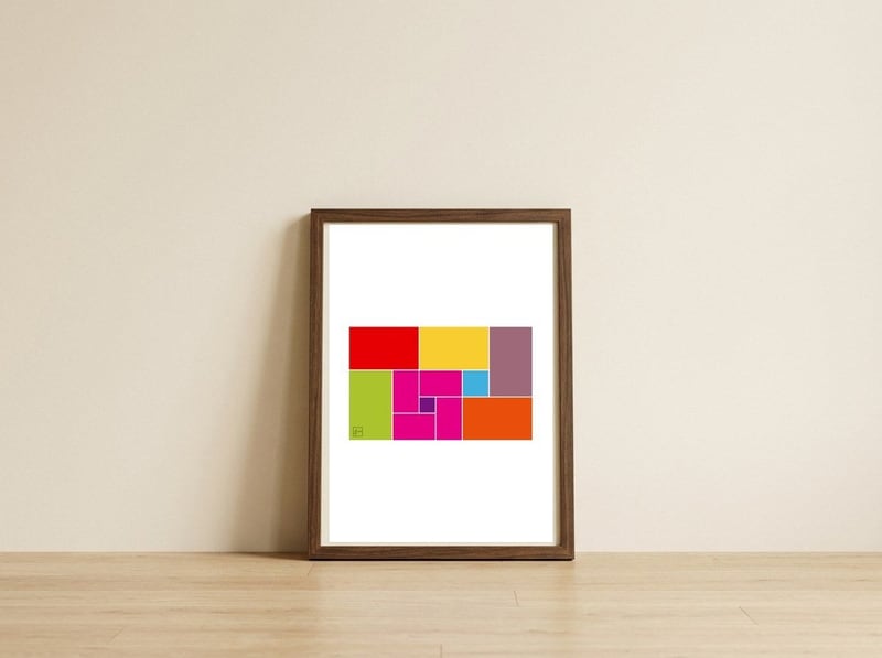 Golden Ratio Rectangles 01 — framed, leaning against the wall