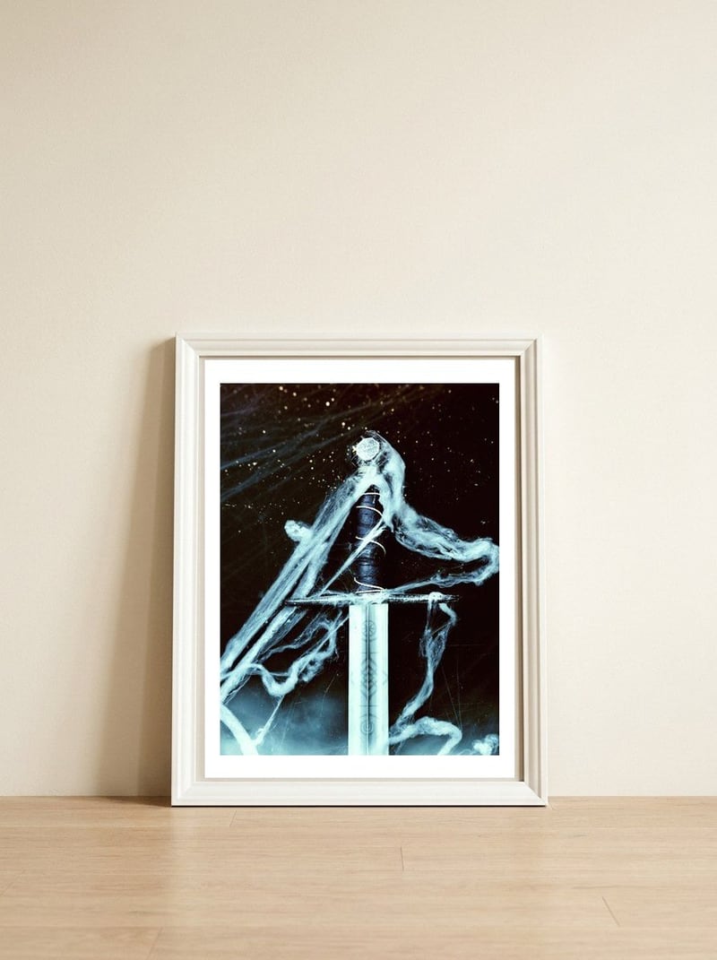 Magic sword No 3 — framed, leaning against the wall