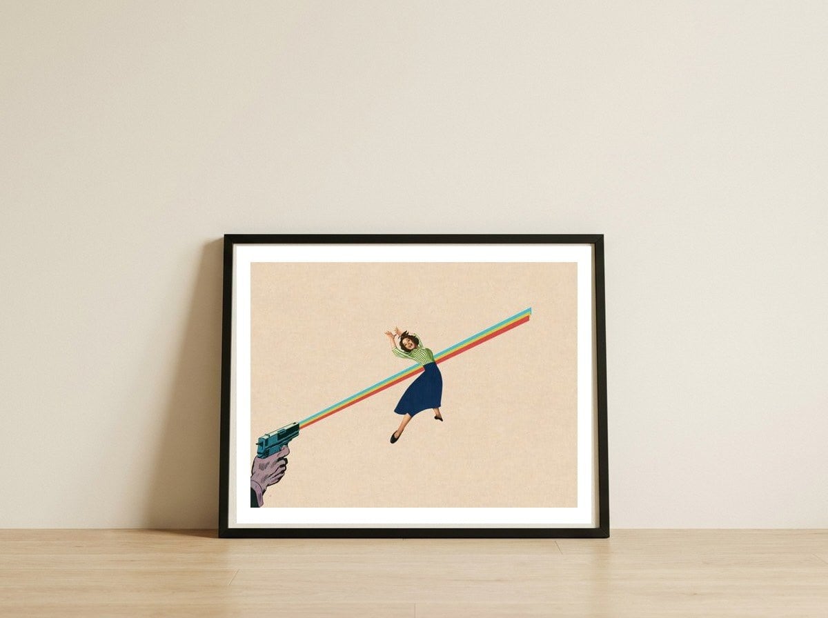 Dodged A Bullet — framed, leaning against the wall
