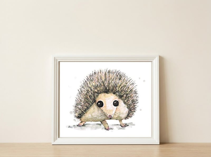 Hedgehog — framed, leaning against the wall