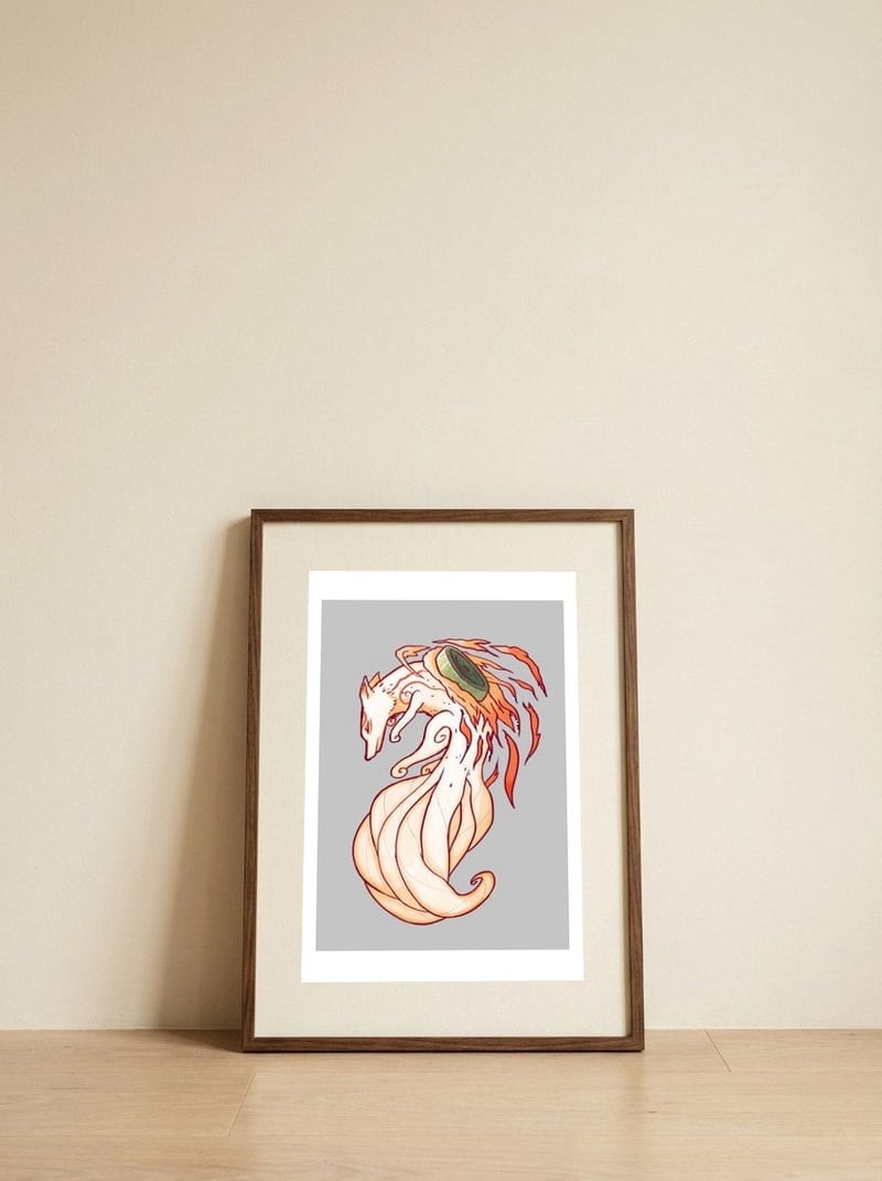 Okamitales — framed, leaning against the wall