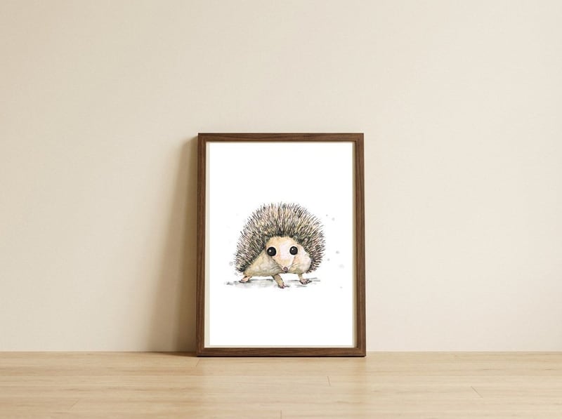 Hedgehog — framed, leaning against the wall