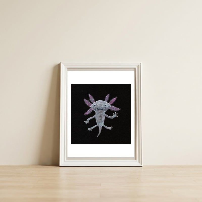 Axolotl — framed, leaning against the wall
