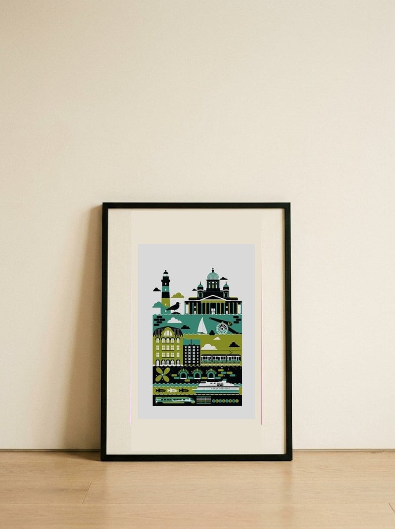 Helsinki — framed, leaning against the wall