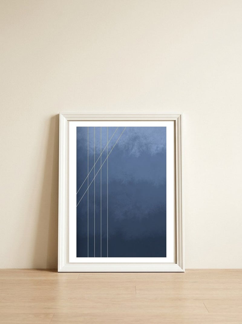 Moods In Blue Gray — framed, leaning against the wall