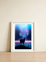 Greenery Deer - Sterling Magenta — framed, leaning against the wall thumbnail