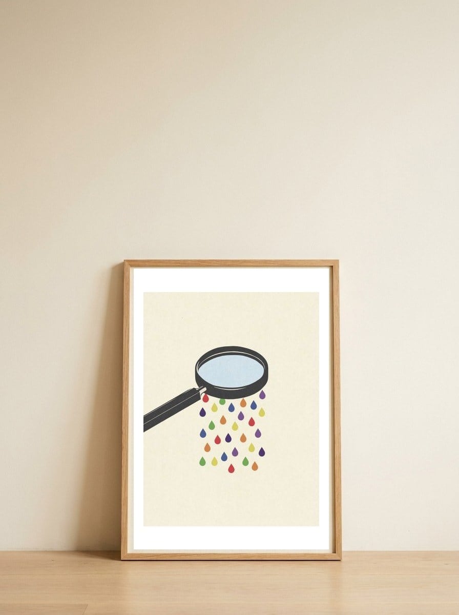 Rainbow — framed, leaning against the wall