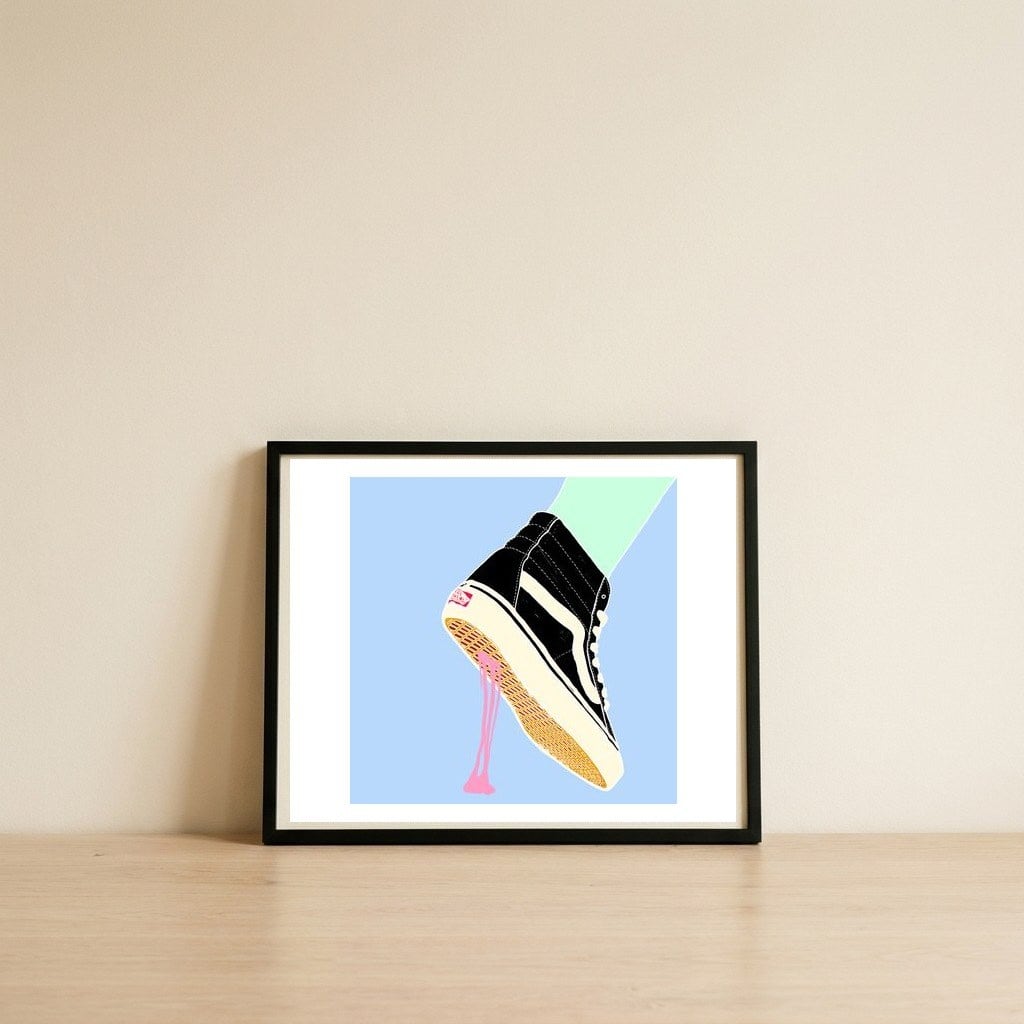 Bubble Gum Never Dies — framed, leaning against the wall