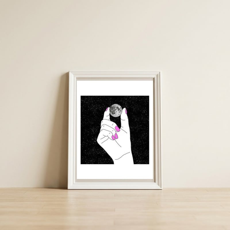 Catch the Moon — framed, leaning against the wall