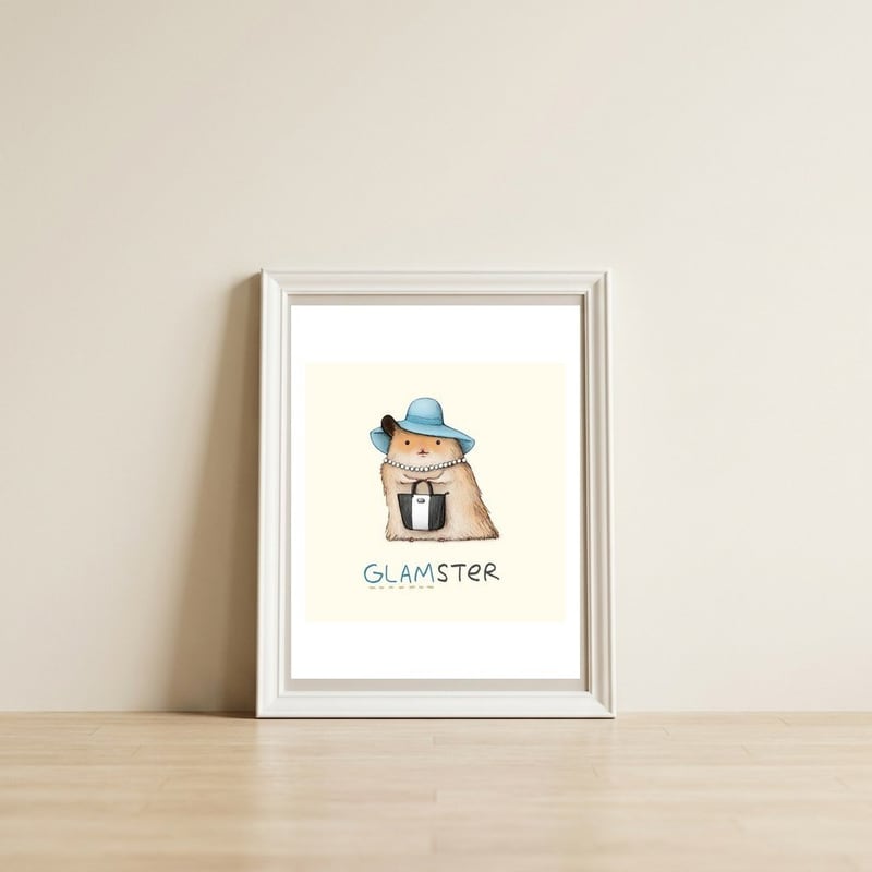 Glamster — framed, leaning against the wall