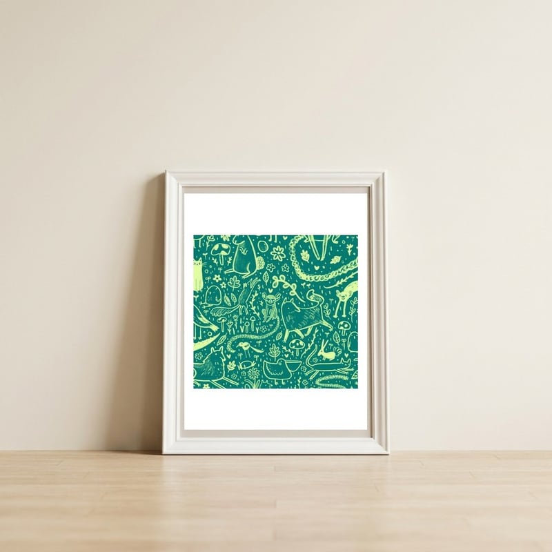 Scattered Scritters — framed, leaning against the wall