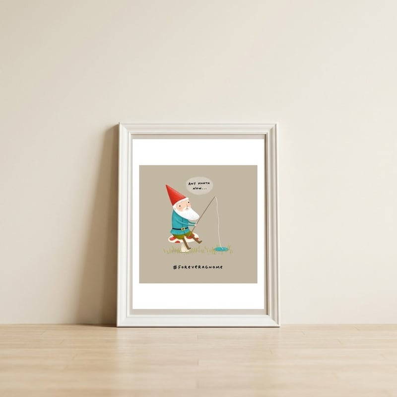 Forever a Gnome 2 — framed, leaning against the wall