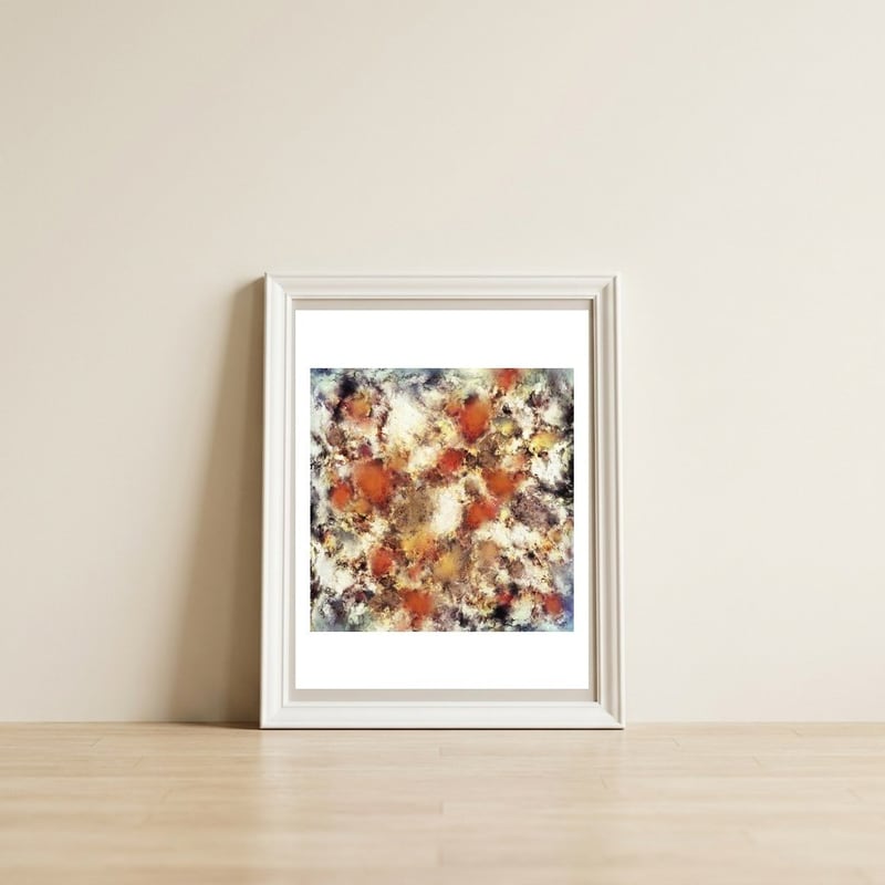 Terracotta Tumble — framed, leaning against the wall