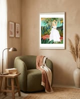 Forest Bride | Jungle Wedding Painting | Travel Solo | Blonde Woman Dancing Joy framed in a tender room thumbnail