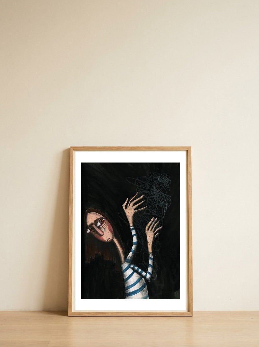 The Age Old Battle Wtih Self Doubt — framed, leaning against the wall