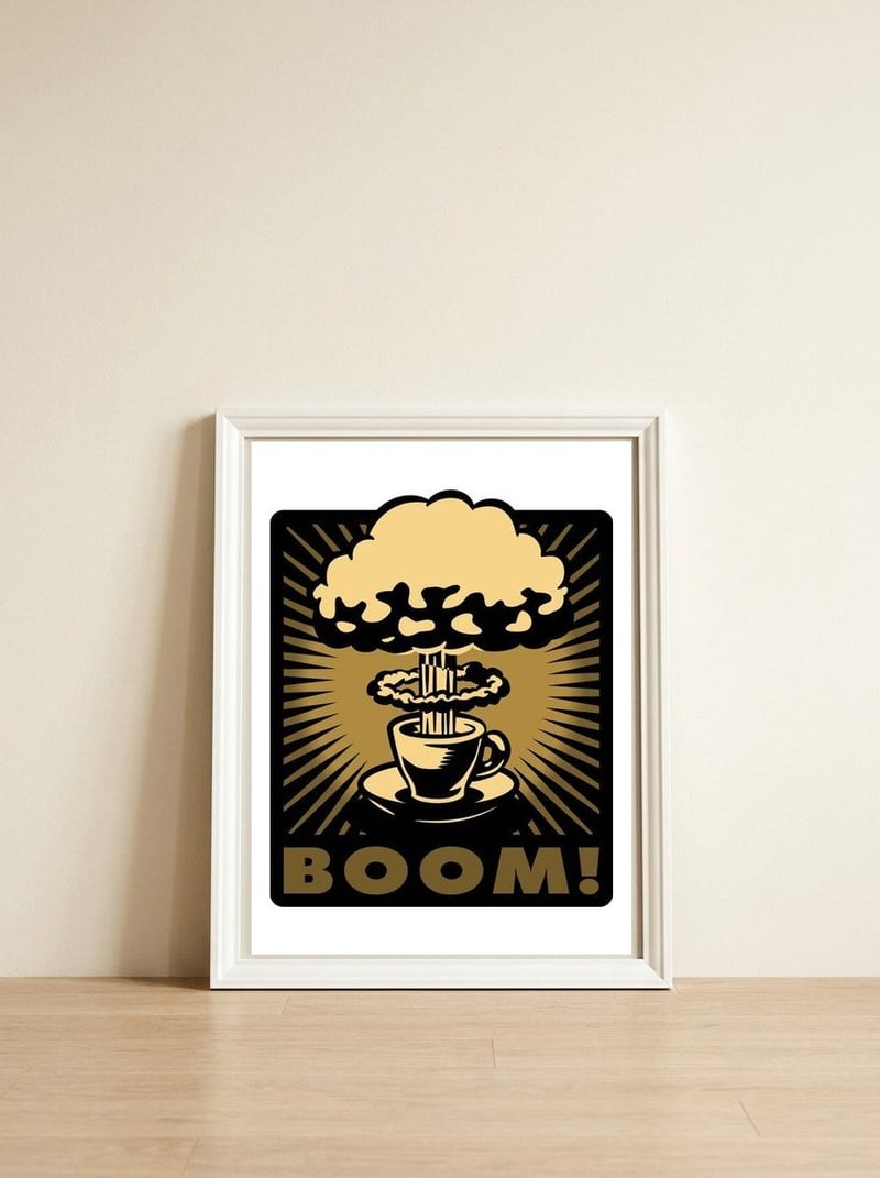 Boom! — framed, leaning against the wall