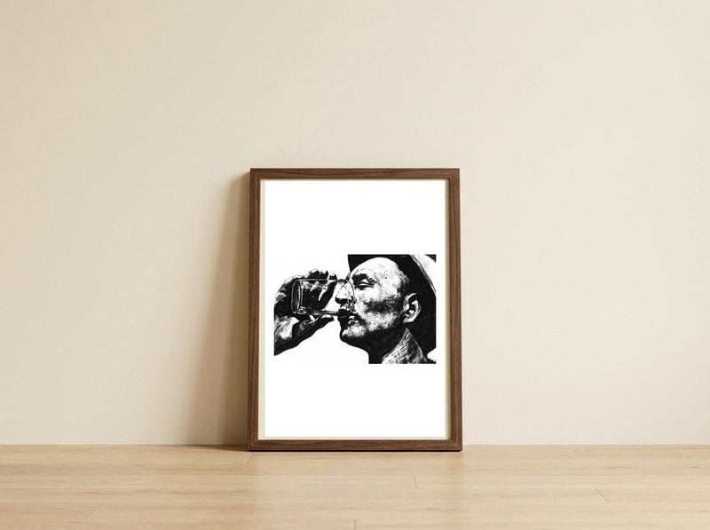 Thirst II — framed, leaning against the wall