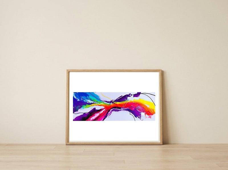 Abstract Art Britto - Qb298 — framed, leaning against the wall
