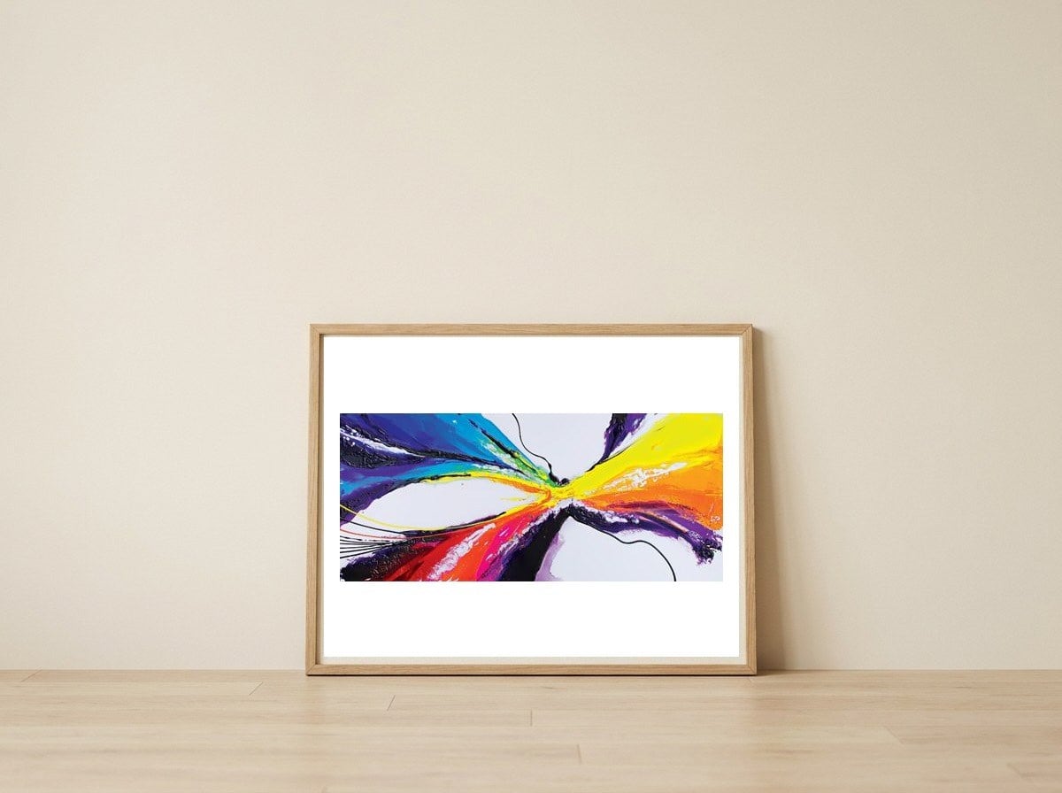 Abstract Art Britto - QB295 — framed, leaning against the wall