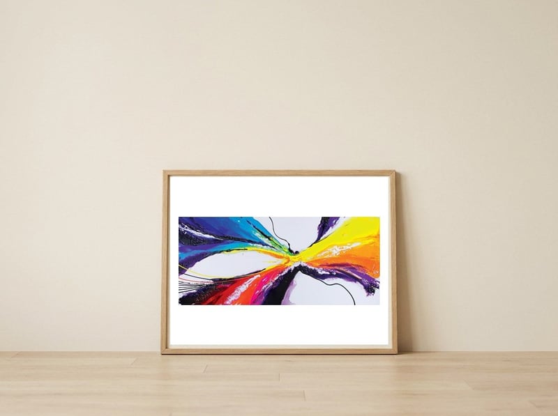 Abstract Art Britto - QB295 — framed, leaning against the wall