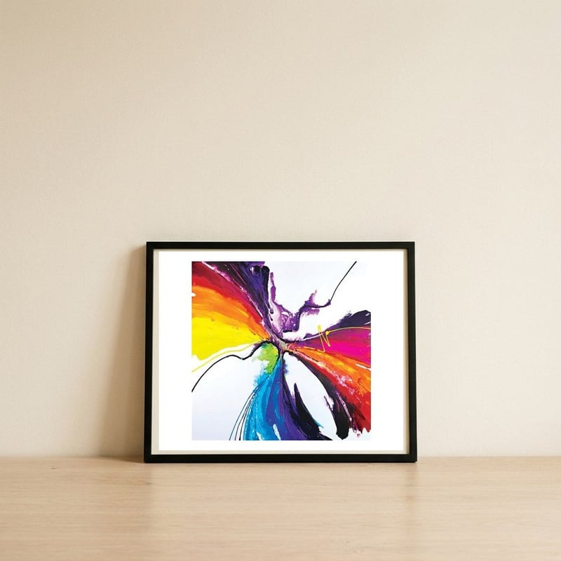 Abstract Art Britto - QB294 — framed, leaning against the wall