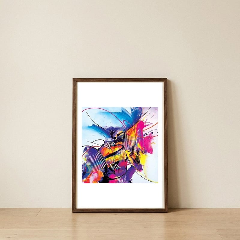 Abstract Art Britto - Qb293 — framed, leaning against the wall