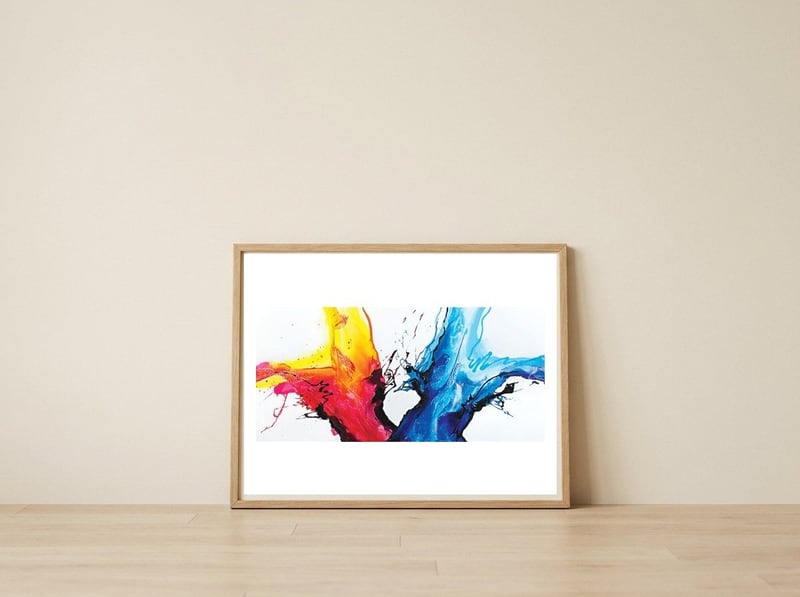 Abstract Art Britto - Qb292 — framed, leaning against the wall